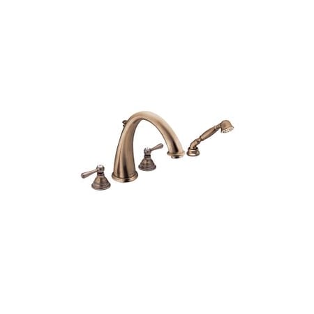 Moen Antique Bronze Two-Handle Roman Tub Faucet Includes Hand Shower T922AZ